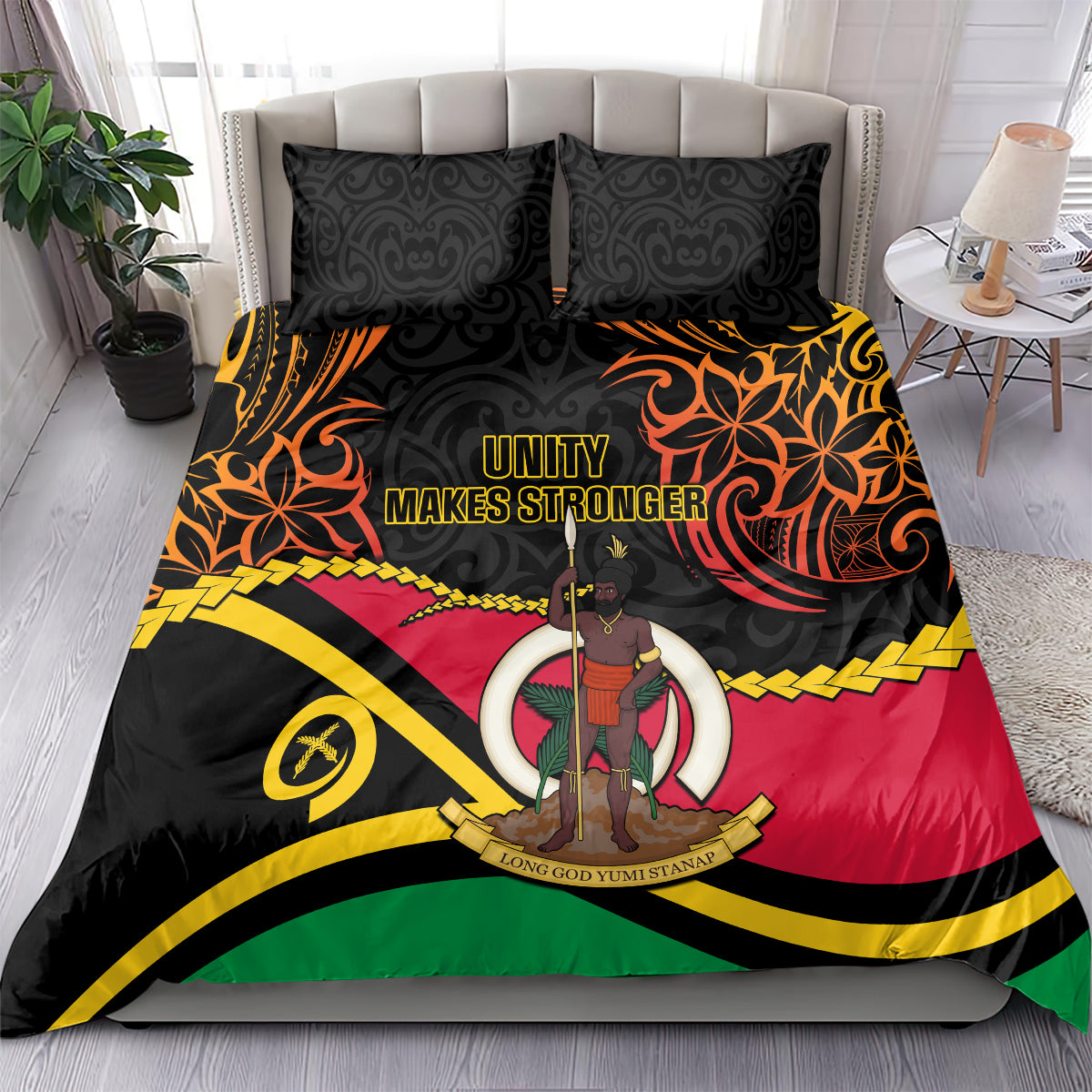 Vanuatu Unity Day Bedding Set 29 November Coat Of Arms With Flag Style LT14 - Polynesian Pride