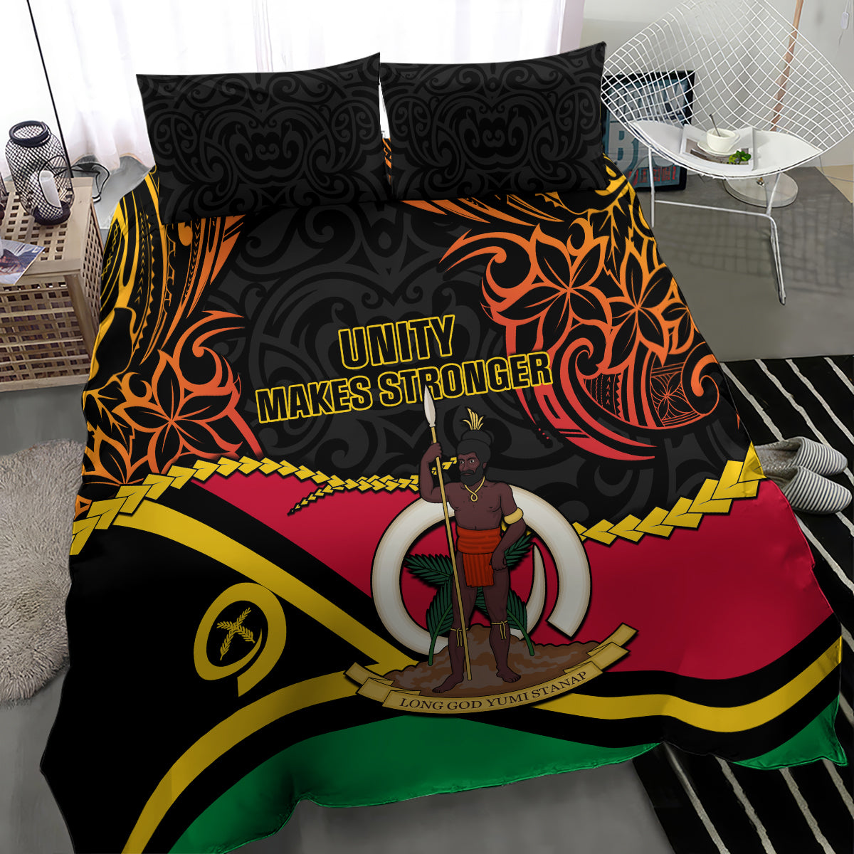 Vanuatu Unity Day Bedding Set 29 November Coat Of Arms With Flag Style LT14 - Polynesian Pride