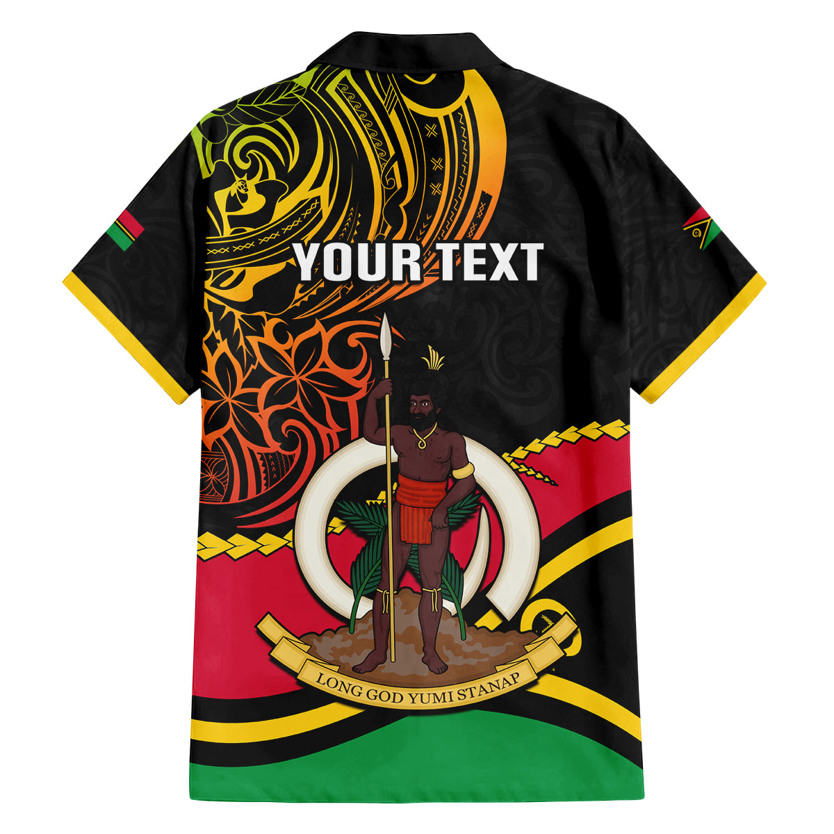 Personalised Vanuatu Unity Day Family Matching Long Sleeve Bodycon Dress and Hawaiian Shirt 29 November Coat Of Arms With Flag Style LT14 - Polynesian Pride