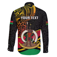 Personalised Vanuatu Unity Day Family Matching Off Shoulder Short Dress and Hawaiian Shirt 29 November Coat Of Arms With Flag Style LT14 - Polynesian Pride