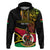 Personalised Vanuatu Unity Day Hoodie 29 November Coat Of Arms With Flag Style LT14 Black - Polynesian Pride