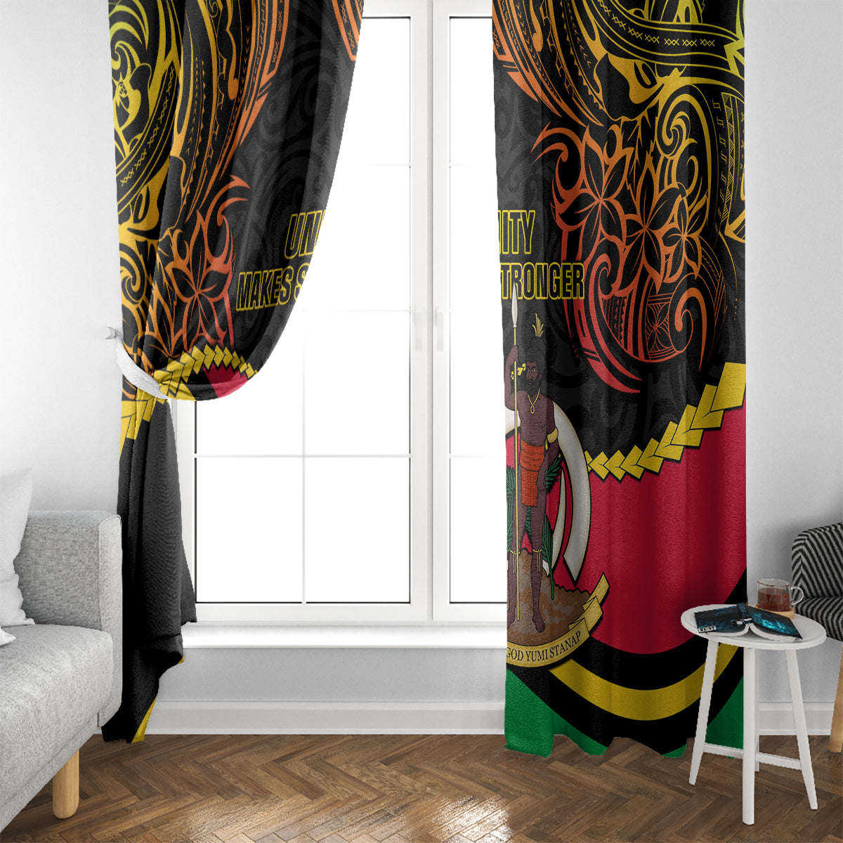 Vanuatu Unity Day Window Curtain 29 November Coat Of Arms With Flag Style LT14 - Polynesian Pride