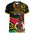 Personalised Vanuatu Unity Day Women V Neck T Shirt 29 November Coat Of Arms With Flag Style LT14 Female Black - Polynesian Pride