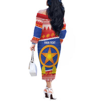 Personalized The Philippines Christmas Off The Shoulder Long Sleeve Dress Pilipinas Parol - Maligayang Pasko!