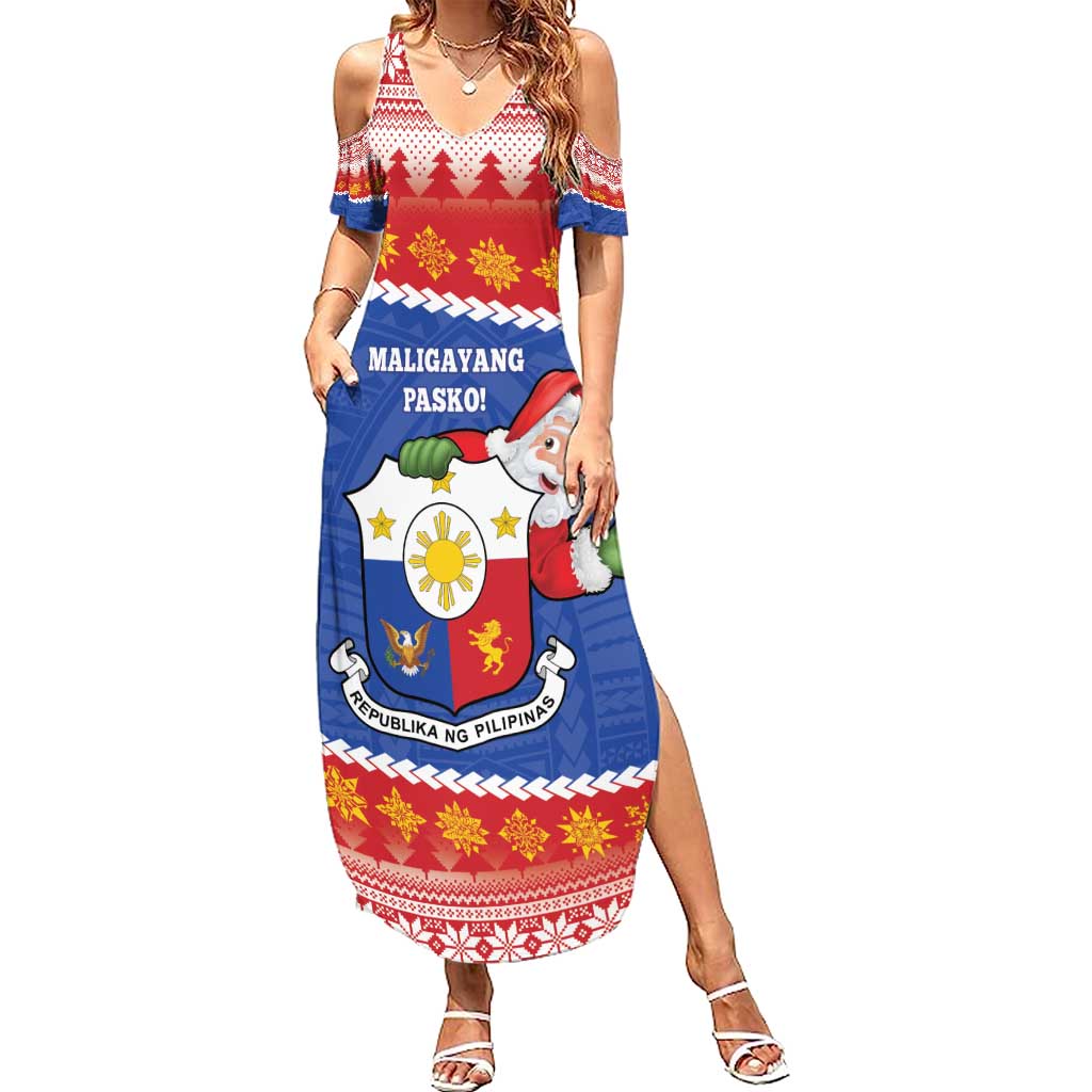 Personalized The Philippines Christmas Summer Maxi Dress Pilipinas Parol - Maligayang Pasko!