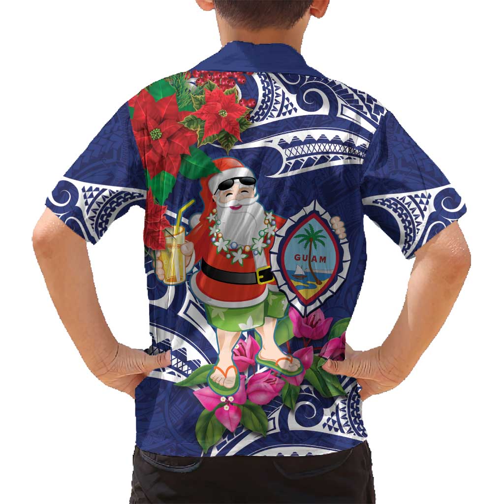 Guam Christmas Family Matching Long Sleeve Bodycon Dress and Hawaiian Shirt Poinsettia With Bougainvillea - Felis Pasgua! LT14 - Polynesian Pride