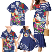 Guam Christmas Family Matching Mermaid Dress and Hawaiian Shirt Poinsettia With Bougainvillea - Felis Pasgua!