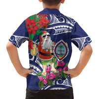 Guam Christmas Family Matching Off The Shoulder Long Sleeve Dress and Hawaiian Shirt Poinsettia With Bougainvillea - Felis Pasgua! LT14 - Polynesian Pride
