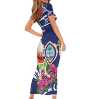 Guam Christmas Family Matching Short Sleeve Bodycon Dress and Hawaiian Shirt Poinsettia With Bougainvillea - Felis Pasgua! LT14 - Polynesian Pride