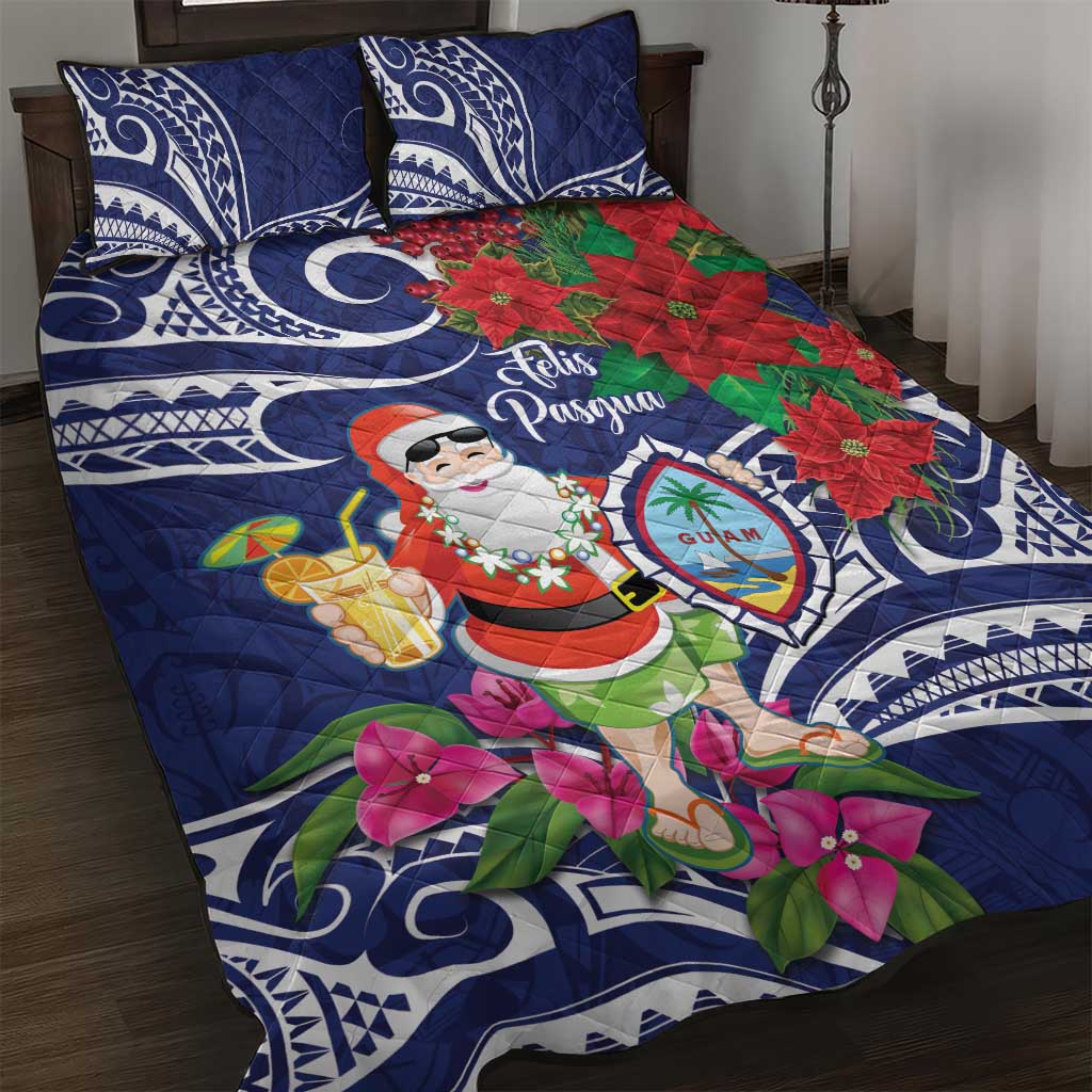 Guam Christmas Quilt Bed Set Poinsettia With Bougainvillea - Felis Pasgua!