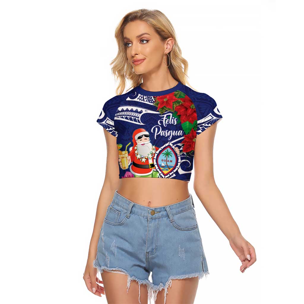 Guam Christmas Raglan Cropped T Shirt Poinsettia With Bougainvillea - Felis Pasgua!