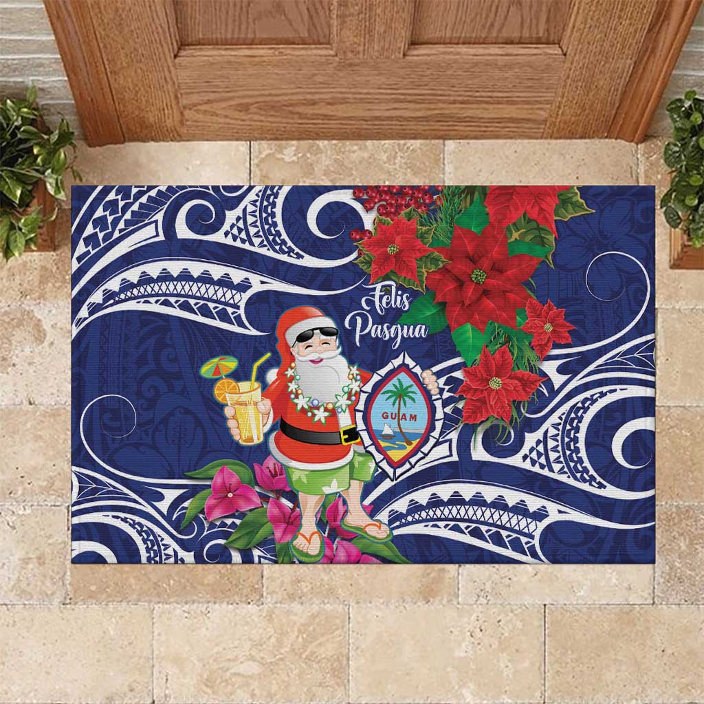 Guam Christmas Rubber Doormat Poinsettia With Bougainvillea - Felis Pasgua!