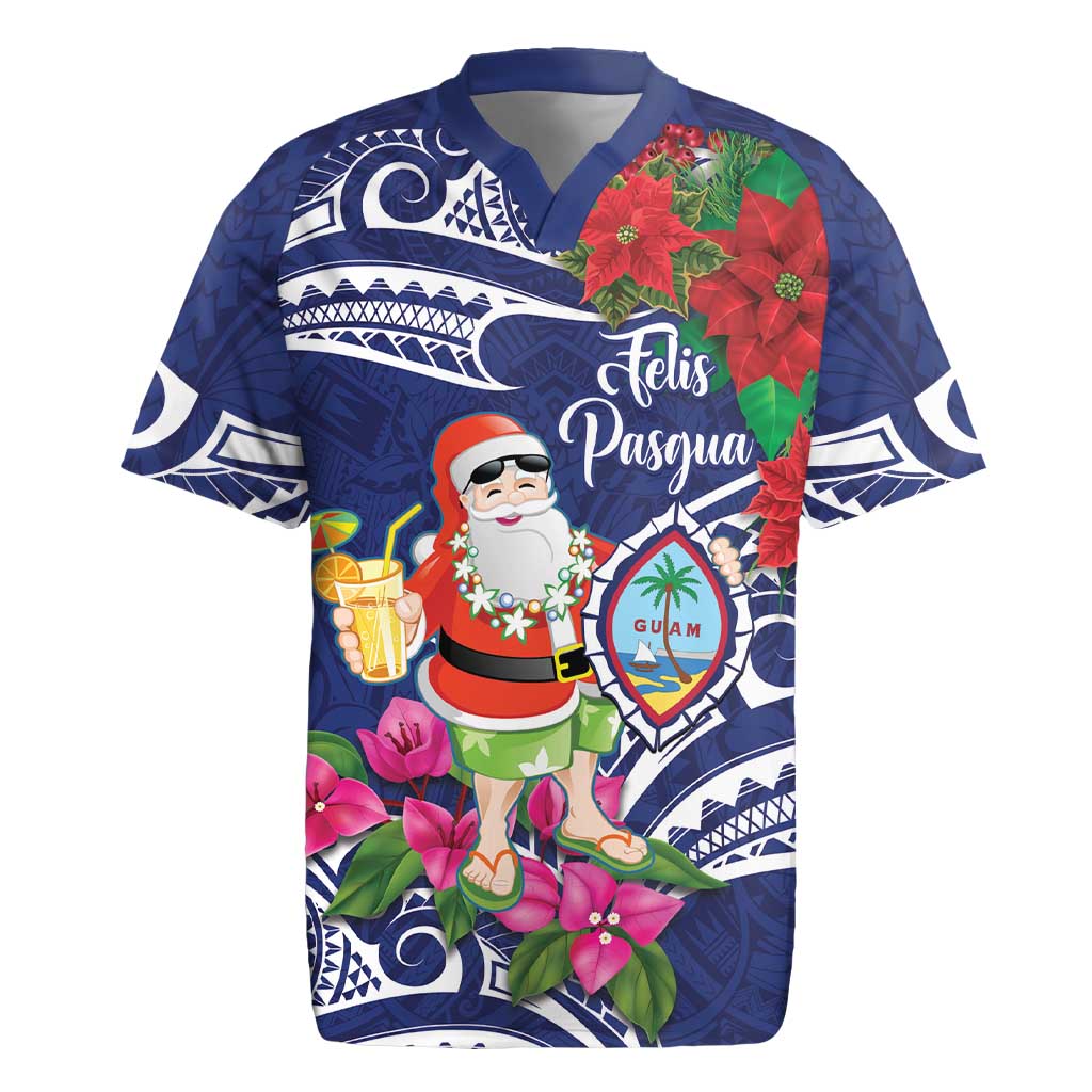 Guam Christmas Rugby Jersey Poinsettia With Bougainvillea - Felis Pasgua!