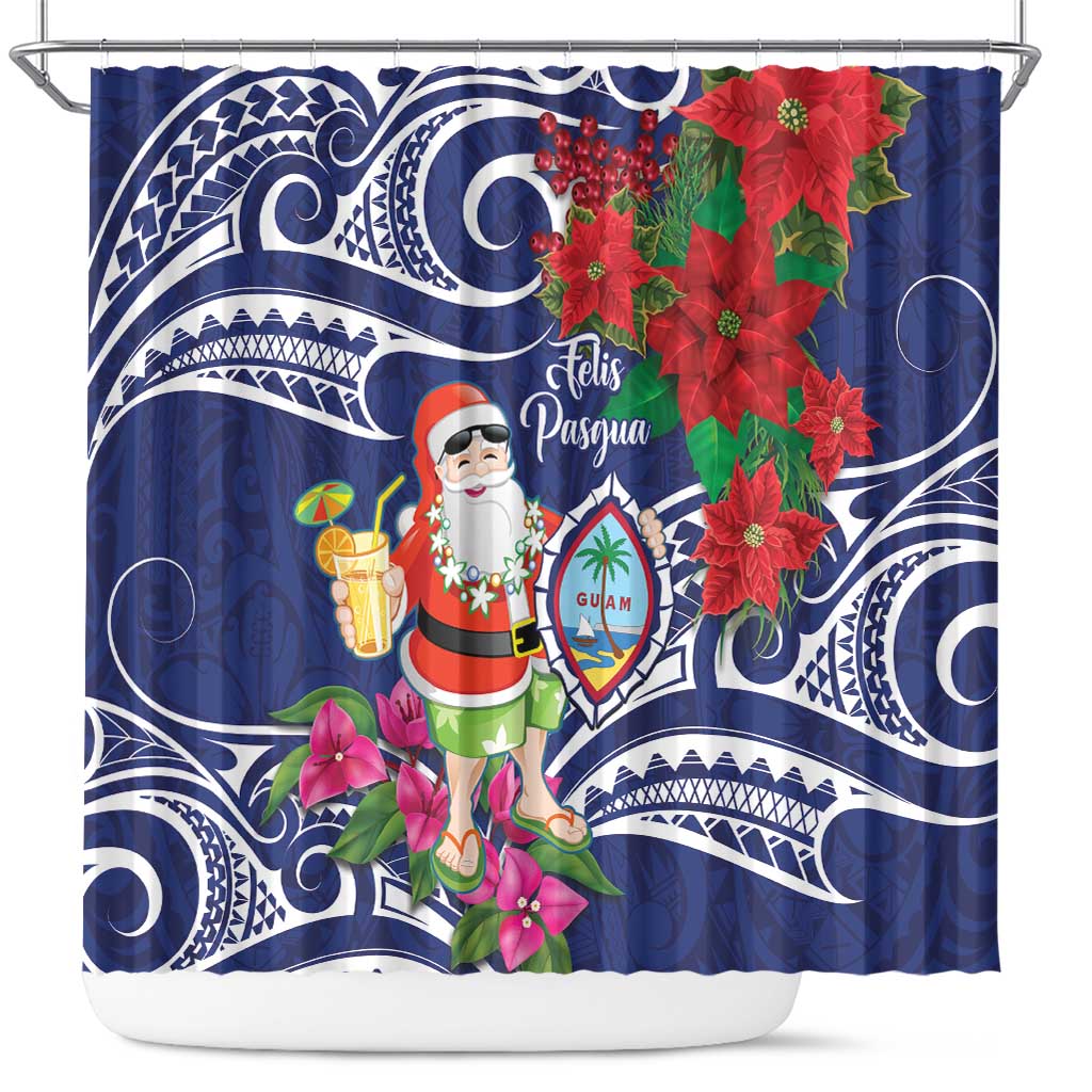 Guam Christmas Shower Curtain Poinsettia With Bougainvillea - Felis Pasgua!