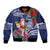 Guam Christmas Sleeve Zip Bomber Jacket Poinsettia With Bougainvillea - Felis Pasgua!