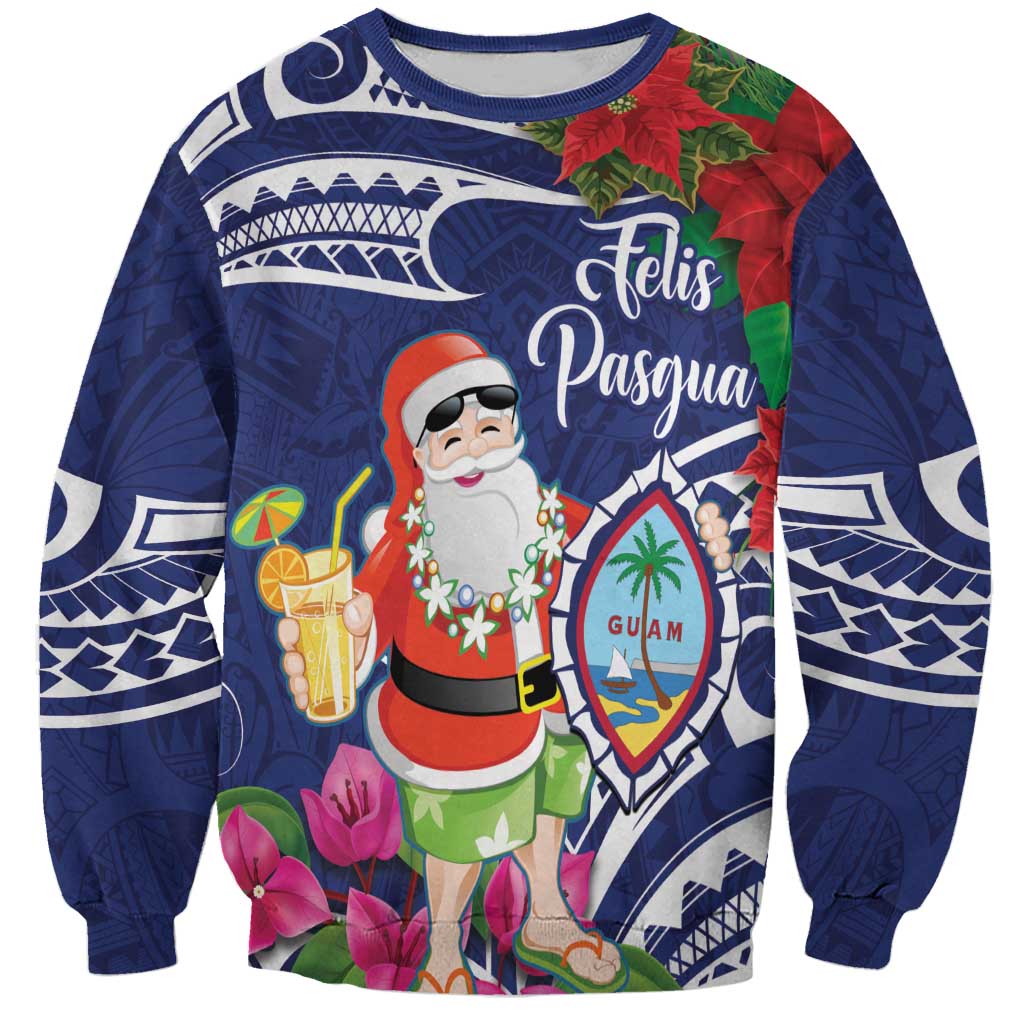 Guam Christmas Sweatshirt Poinsettia With Bougainvillea - Felis Pasgua!