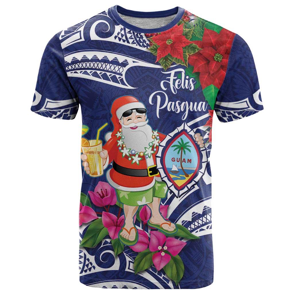 Guam Christmas T Shirt Poinsettia With Bougainvillea - Felis Pasgua!