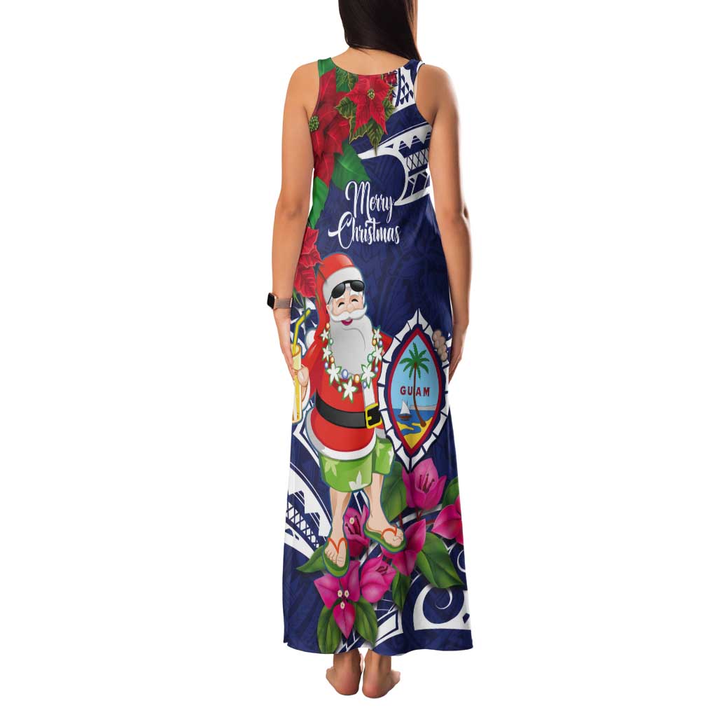 Guam Christmas Tank Maxi Dress Poinsettia With Bougainvillea - Felis Pasgua!