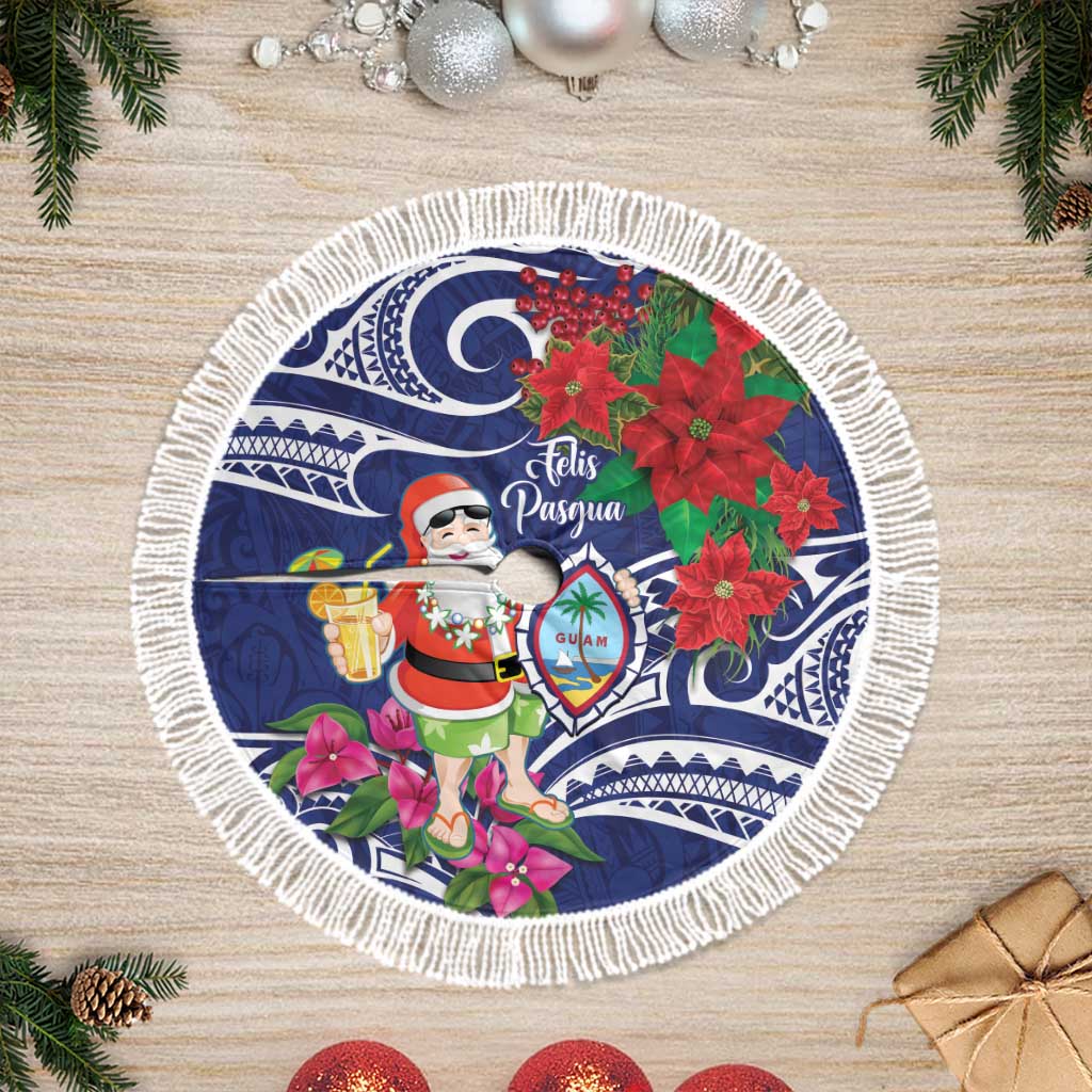 Guam Christmas Tree Skirt Poinsettia With Bougainvillea - Felis Pasgua!