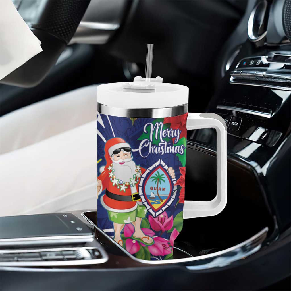 Guam Christmas Tumbler With Handle Poinsettia With Bougainvillea - Felis Pasgua!