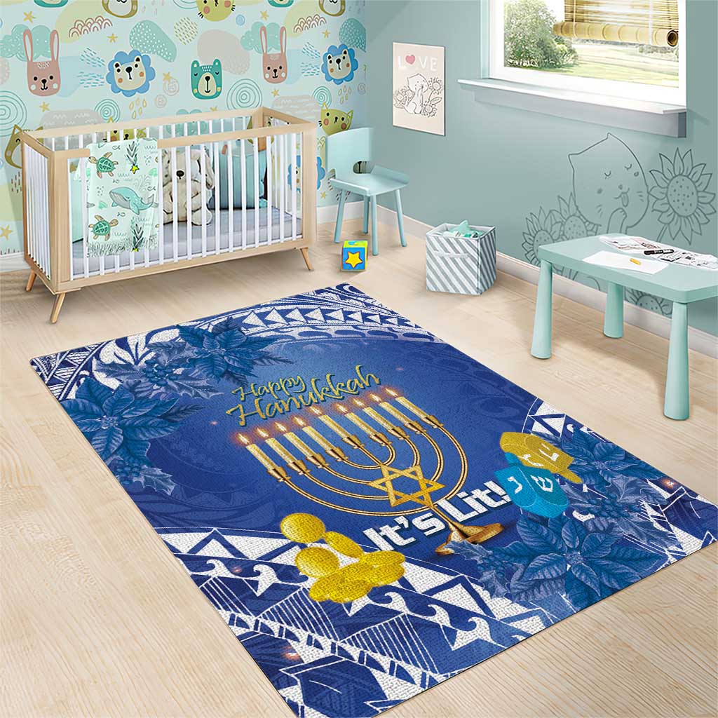 Hanukkah Jewish Festival Area Rug It's Lit - Polynesian Pattern