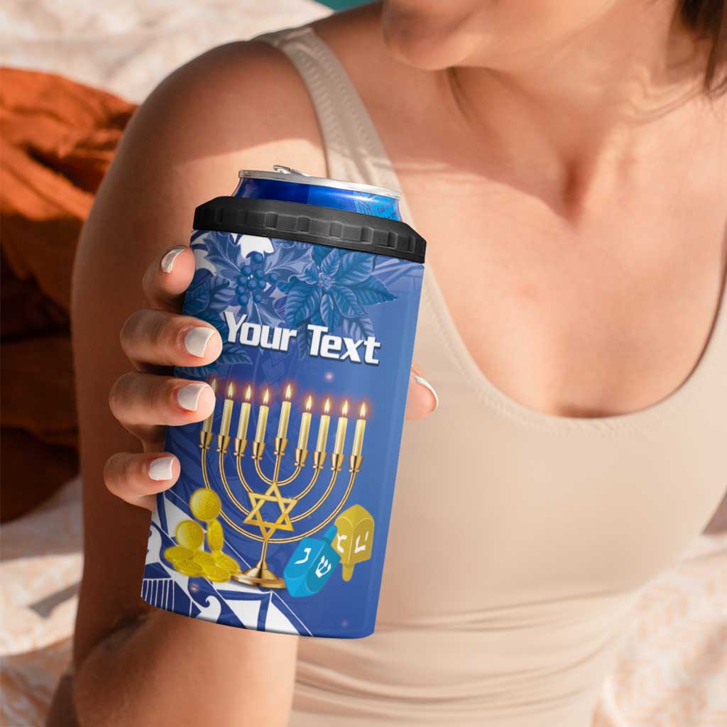 Personalised Hanukkah Jewish Festival 4 in 1 Can Cooler Tumbler It's Lit - Polynesian Pattern