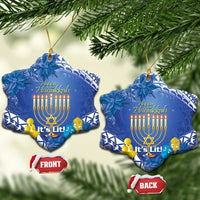 Hanukkah Jewish Festival Ceramic Ornament It's Lit - Polynesian Pattern