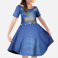 Personalised Hanukkah Jewish Festival Family Matching Short Sleeve Bodycon Dress and Hawaiian Shirt It's Lit - Polynesian Pattern