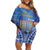 Personalised Hanukkah Jewish Festival Off Shoulder Short Dress It's Lit - Polynesian Pattern