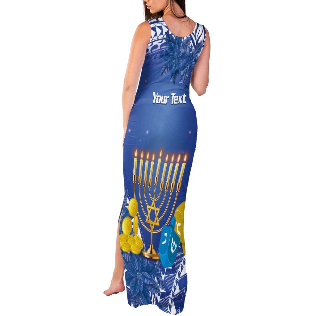 Personalised Hanukkah Jewish Festival Tank Maxi Dress It's Lit - Polynesian Pattern