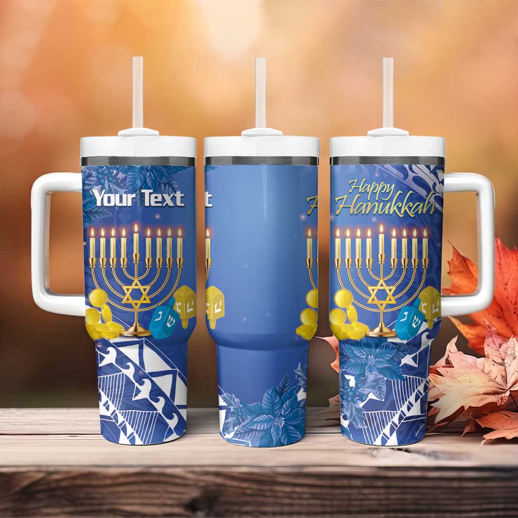 Personalised Hanukkah Jewish Festival Tumbler With Handle It's Lit - Polynesian Pattern