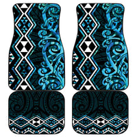 Turquoise Aotearoa Car Mats Taniko Motifs With Paua Shell Kowhaiwhai