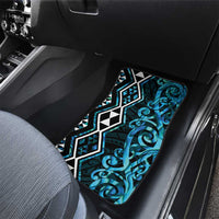 Turquoise Aotearoa Car Mats Taniko Motifs With Paua Shell Kowhaiwhai