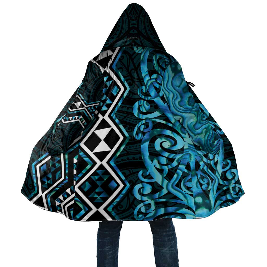 Turquoise Aotearoa Cloak Taniko Motifs With Paua Shell Kowhaiwhai - Polynesian Pride