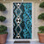 Turquoise Aotearoa Door Cover Taniko Motifs With Paua Shell Kowhaiwhai - Polynesian Pride
