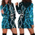 Turquoise Aotearoa Hoodie Dress Taniko Motifs With Paua Shell Kowhaiwhai