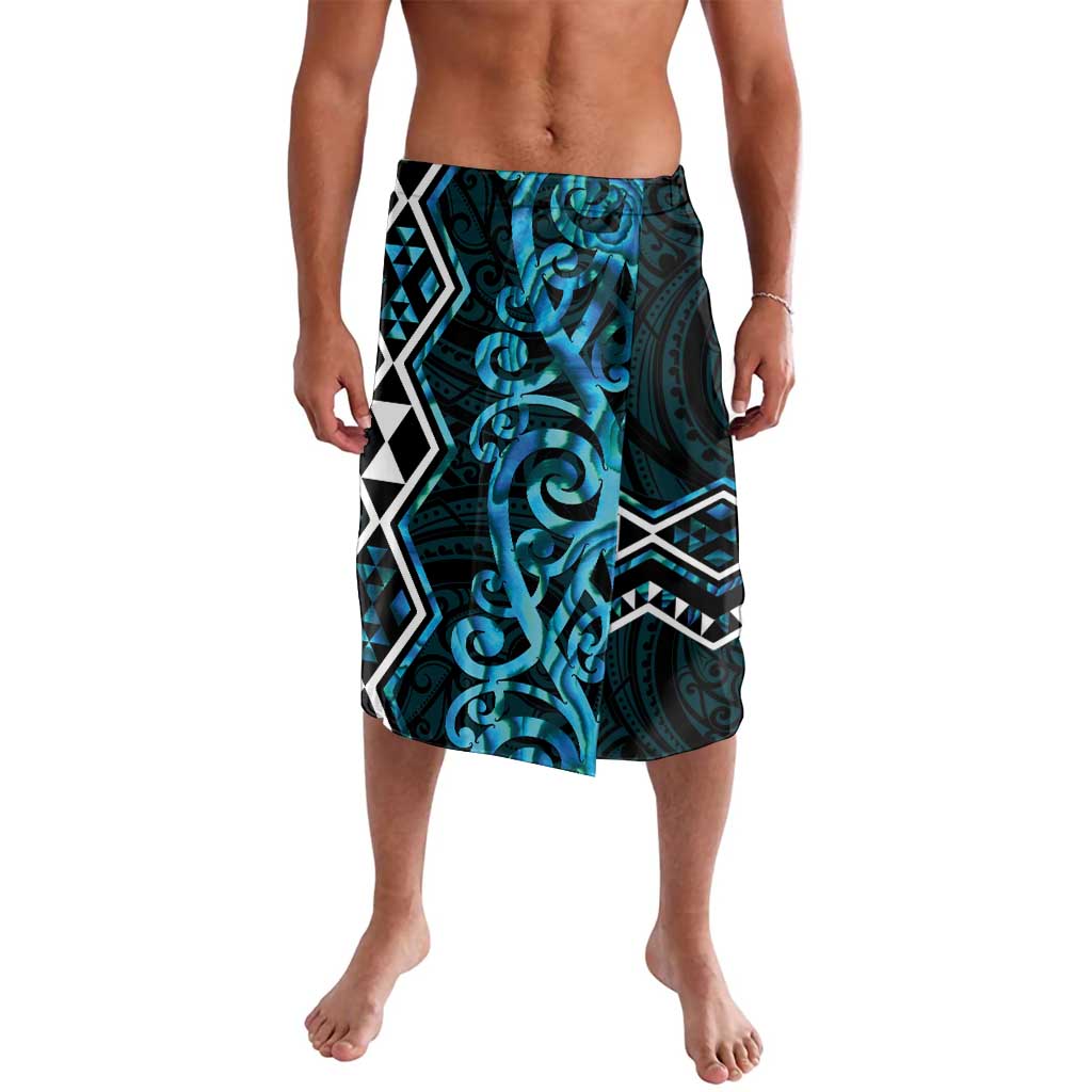 Turquoise Aotearoa Lavalava Taniko Motifs With Paua Shell Kowhaiwhai