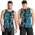 Turquoise Aotearoa Men Tank Top Taniko Motifs With Paua Shell Kowhaiwhai