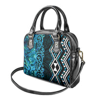 Turquoise Aotearoa Shoulder Handbag Taniko Motifs With Paua Shell Kowhaiwhai LT14 - Polynesian Pride