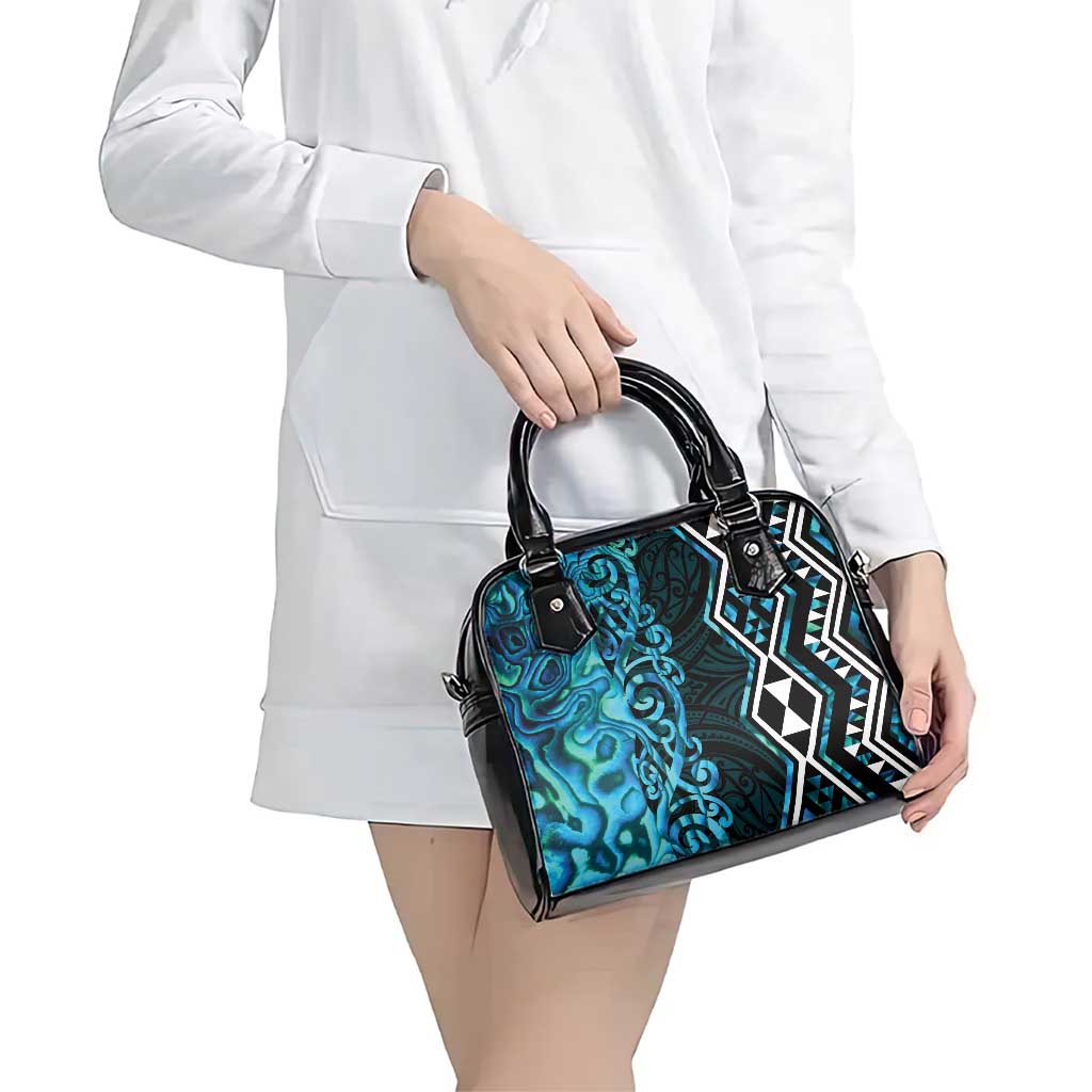 Turquoise Aotearoa Shoulder Handbag Taniko Motifs With Paua Shell Kowhaiwhai LT14 - Polynesian Pride