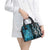Turquoise Aotearoa Shoulder Handbag Taniko Motifs With Paua Shell Kowhaiwhai