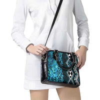 Turquoise Aotearoa Shoulder Handbag Taniko Motifs With Paua Shell Kowhaiwhai LT14 - Polynesian Pride
