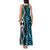 Turquoise Aotearoa Tank Maxi Dress Taniko Motifs With Paua Shell Kowhaiwhai