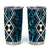 Turquoise Aotearoa Tumbler Cup Taniko Motifs With Paua Shell Kowhaiwhai