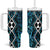 Turquoise Aotearoa Tumbler With Handle Taniko Motifs With Paua Shell Kowhaiwhai