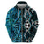 Turquoise Aotearoa Zip Hoodie Taniko Motifs With Paua Shell Kowhaiwhai