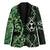 Green Aotearoa Blazer Taniko Motifs With Paua Shell Kowhaiwhai - Polynesian Pride