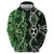 Green Aotearoa Hoodie Taniko Motifs With Paua Shell Kowhaiwhai