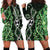 Green Aotearoa Hoodie Dress Taniko Motifs With Paua Shell Kowhaiwhai