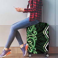 Green Aotearoa Luggage Cover Taniko Motifs With Paua Shell Kowhaiwhai